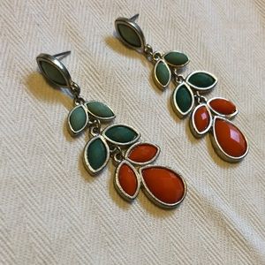 🍊🍃 dangle facet earrings in mint, jade, tangerine hues